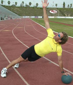 "T-Stabilization" Med Ball Push Up (Right Side Rotation)