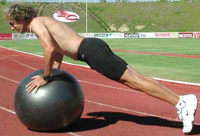 Stability Ball Push-Up: Partial Up Position