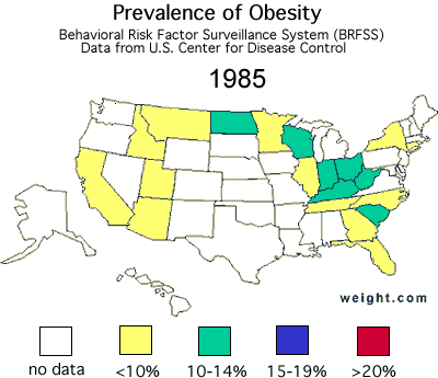 CDC Obesity Trends 1985-2001